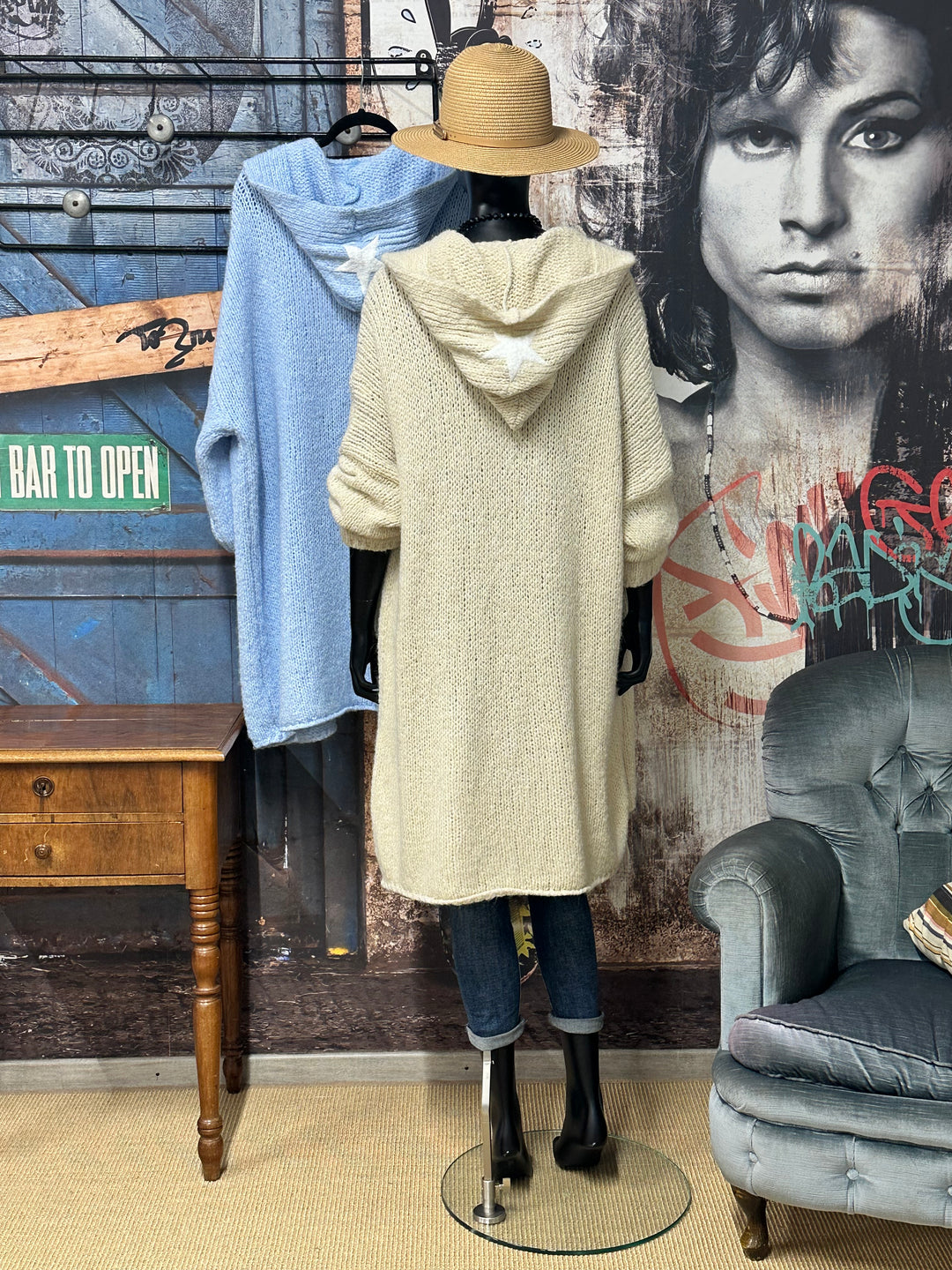 Gilet long à capuche en maille  (40/46) MADE IN ITALY