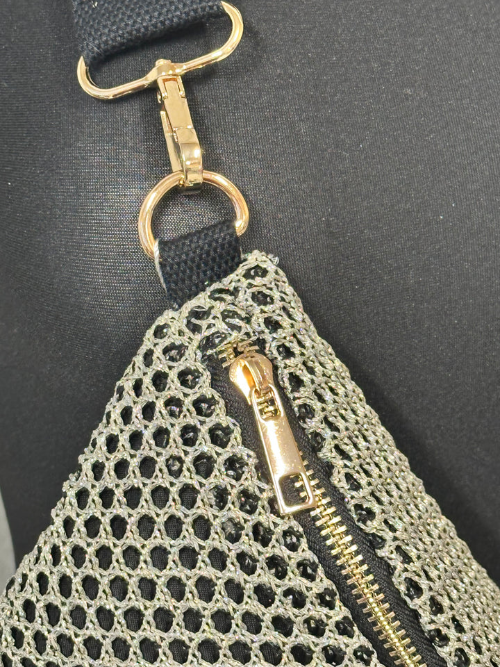 Sac banane maille dorée métallisée