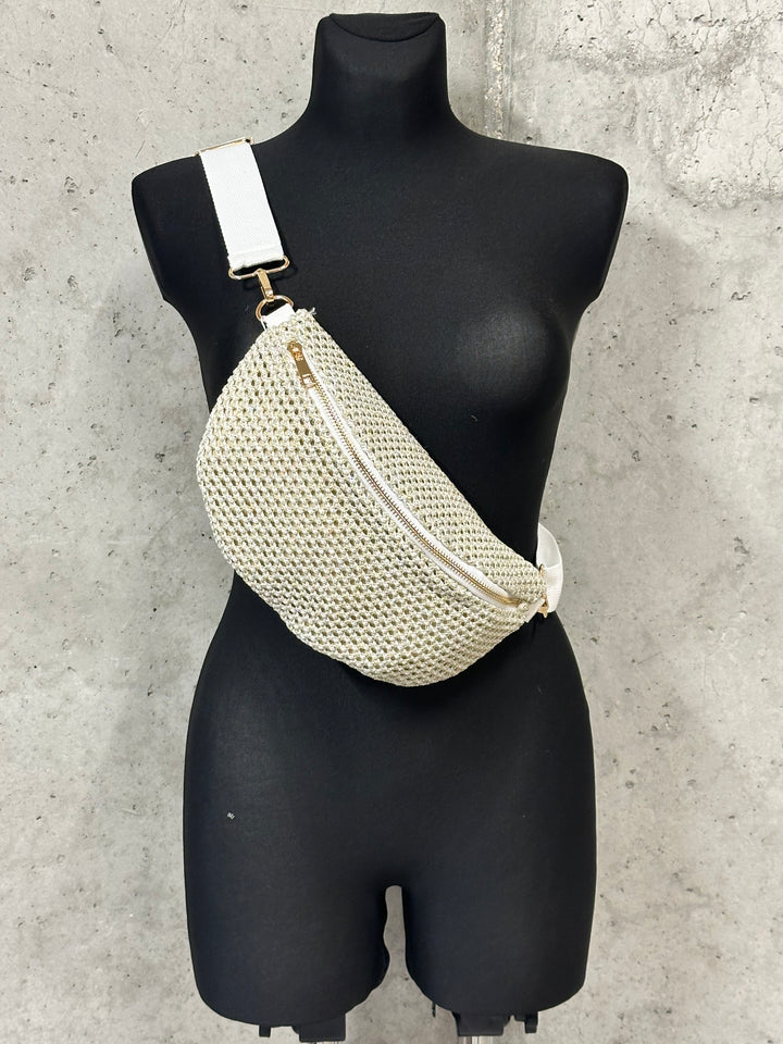 Sac banane maille dorée métallisée