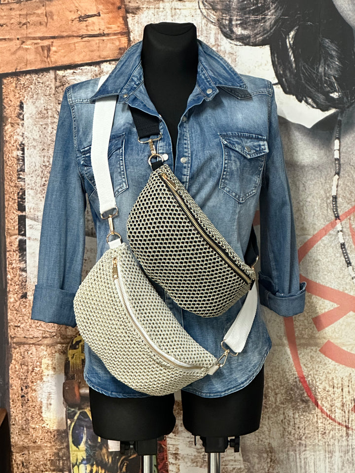 Sac banane maille dorée métallisée