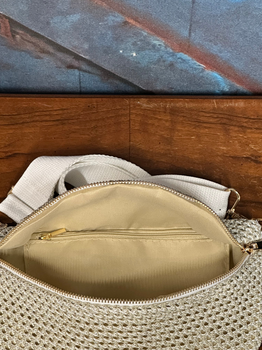 Sac banane maille dorée métallisée