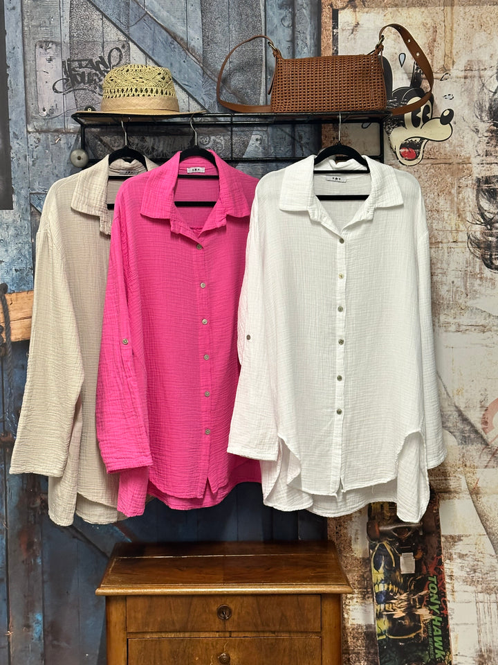 Tunique oversize en gaze de coton (42/48) MADE IN ITALY