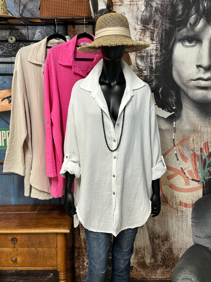 Tunique oversize en gaze de coton (42/48) MADE IN ITALY