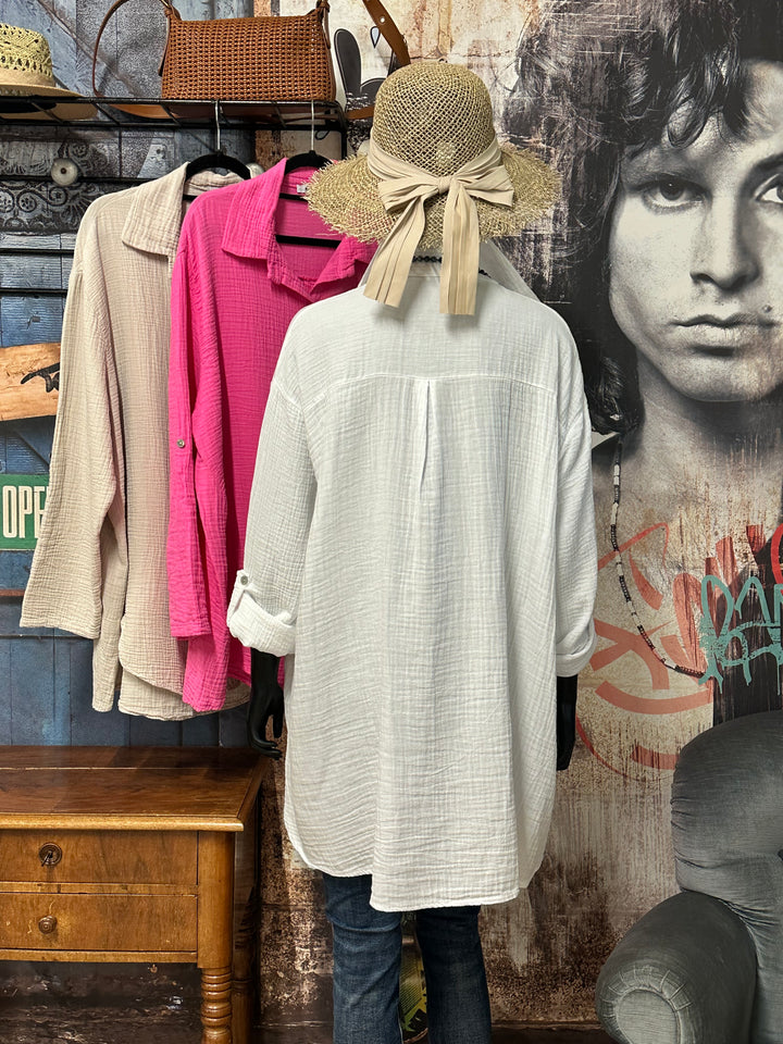 Tunique oversize en gaze de coton (42/48) MADE IN ITALY