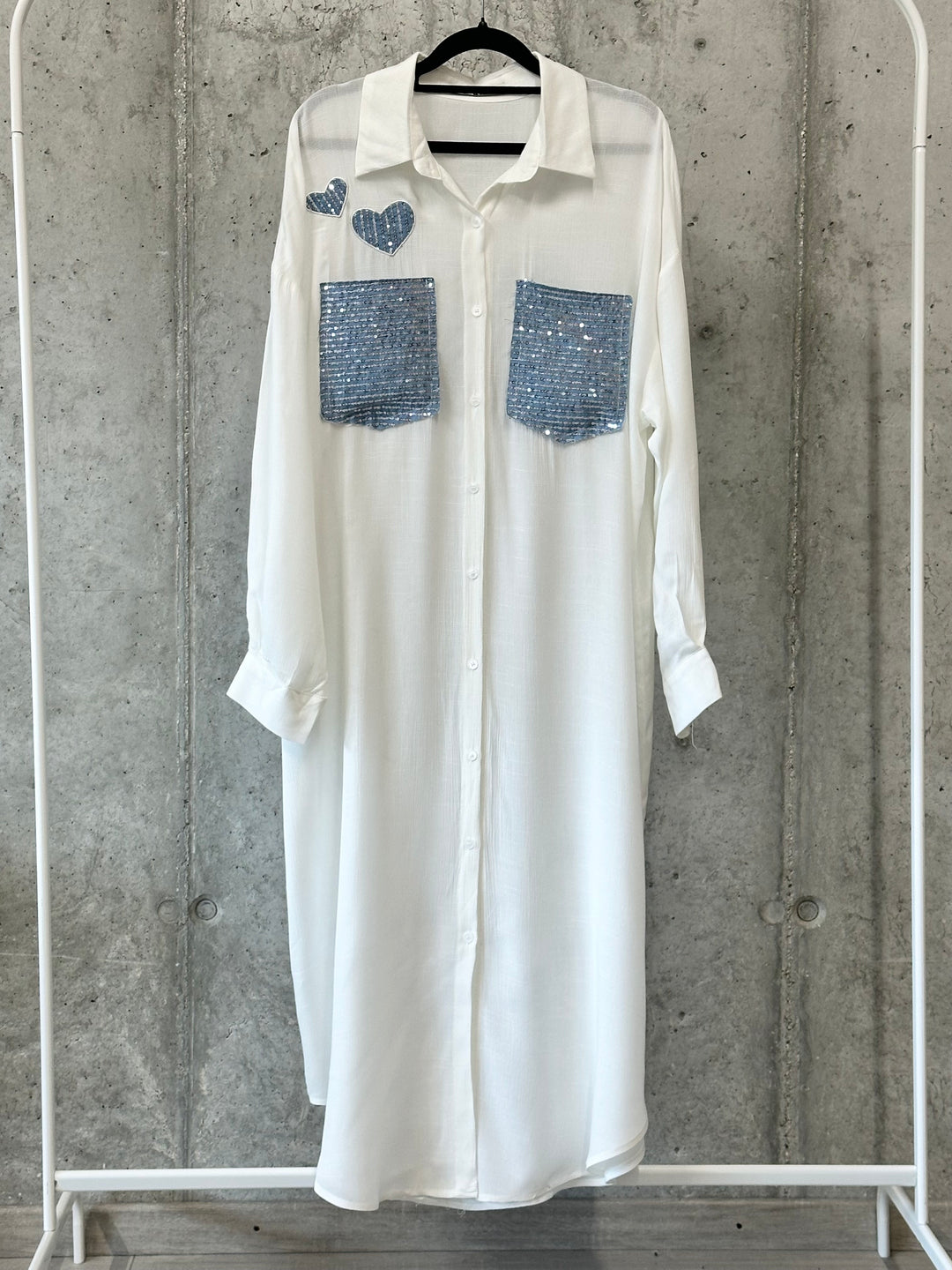 Robe chemise chic & paillettes "Love" (38 ➡️ 46)