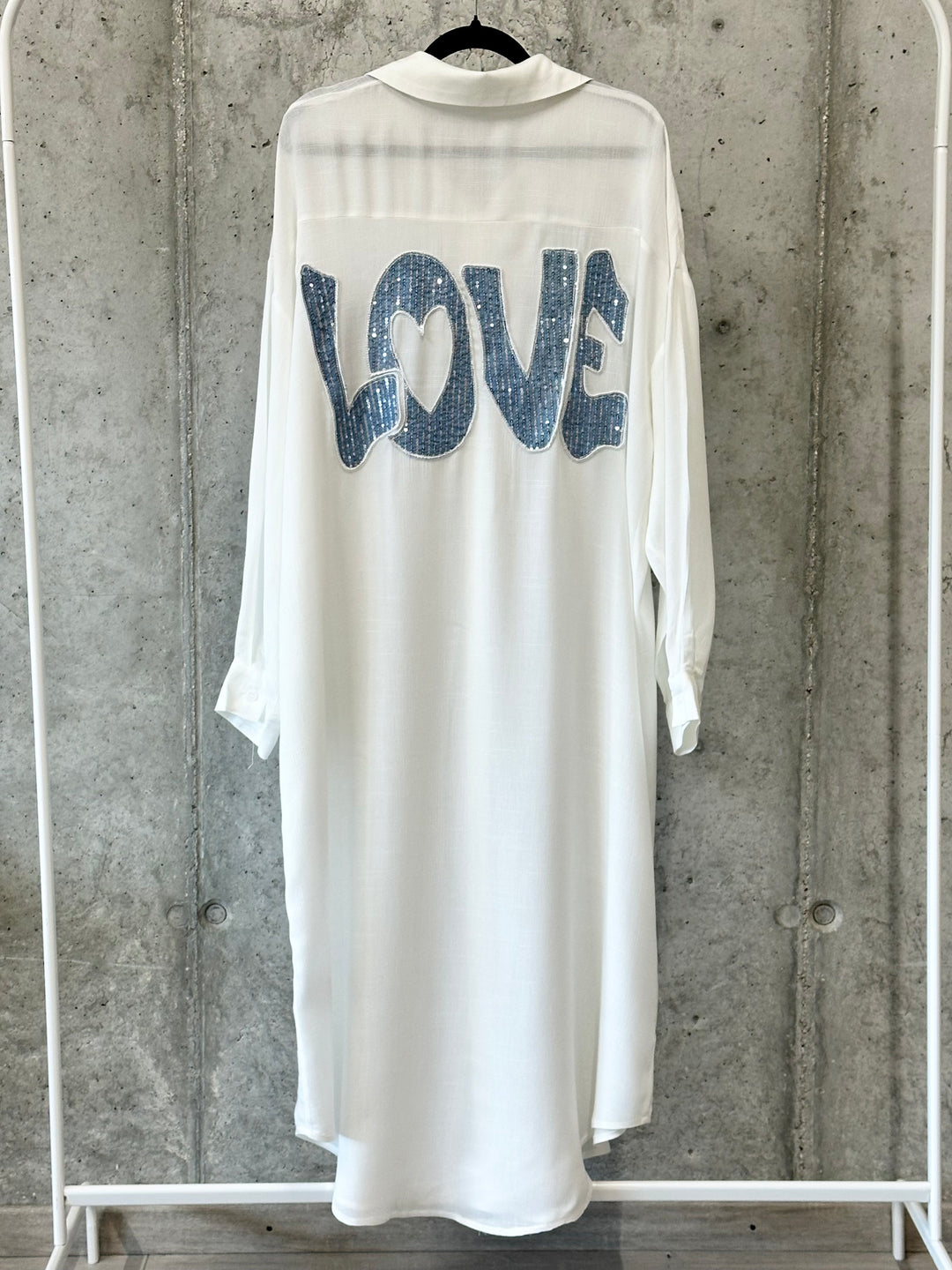 Robe chemise chic & paillettes "Love" (38 ➡️ 46)