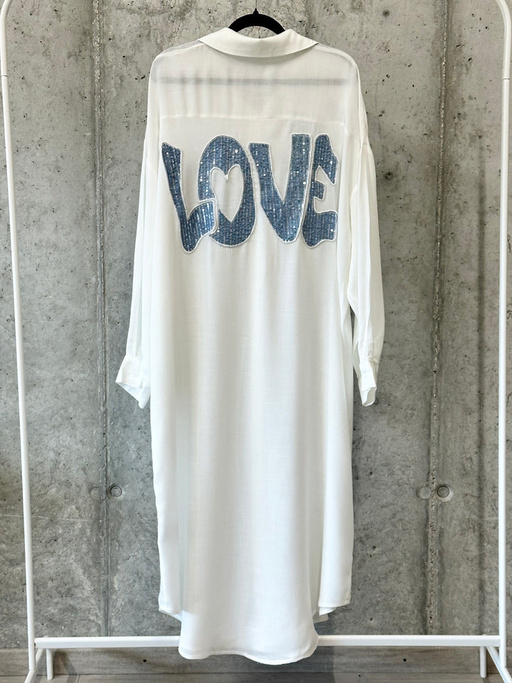 Robe chemise chic & paillettes "Love" (38 ➡️ 46)