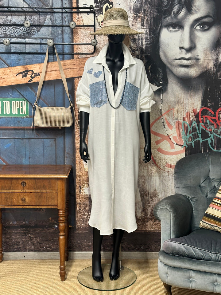 Robe chemise chic & paillettes "Love" (38 ➡️ 46)