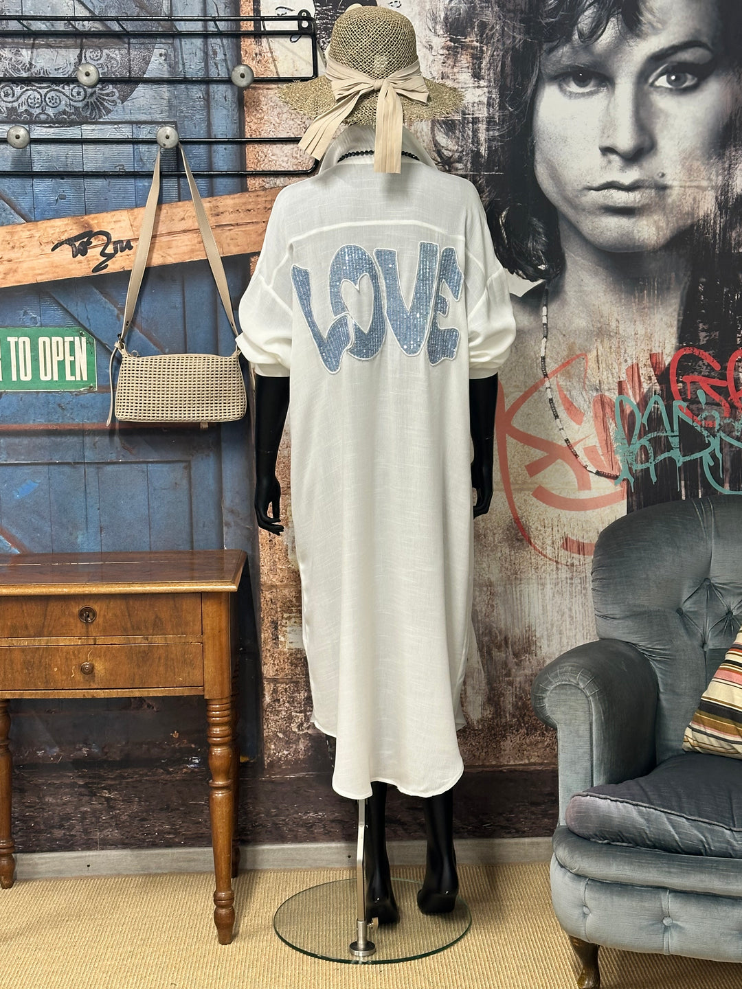 Robe chemise chic & paillettes "Love" (38 ➡️ 46)