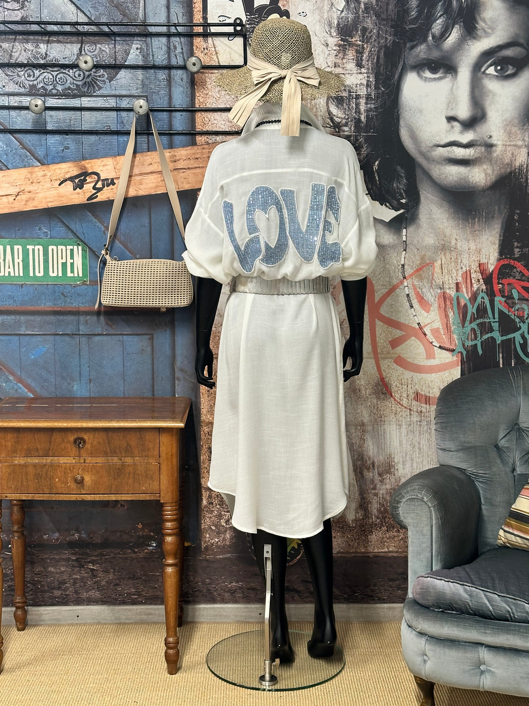 Robe chemise chic & paillettes "Love" (38 ➡️ 46)