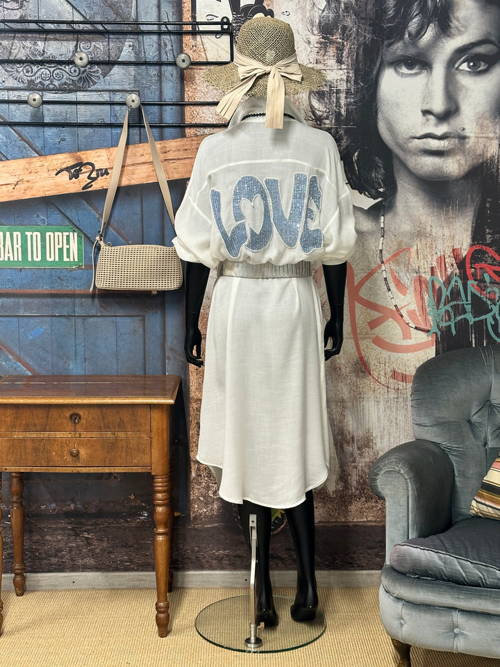 Robe chemise chic & paillettes "Love" (38 ➡️ 46)