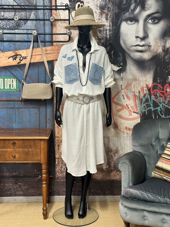 Robe chemise chic & paillettes "Love" (38 ➡️ 46)