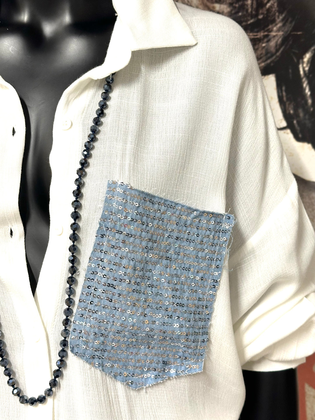 Robe chemise chic & paillettes "Love" (38 ➡️ 46)