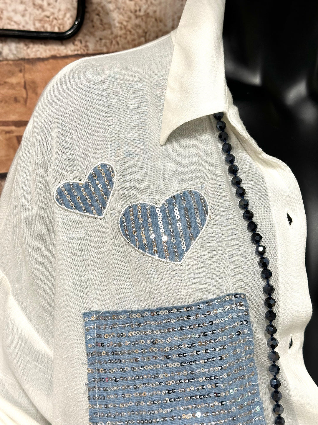 Robe chemise chic & paillettes "Love" (38 ➡️ 46)