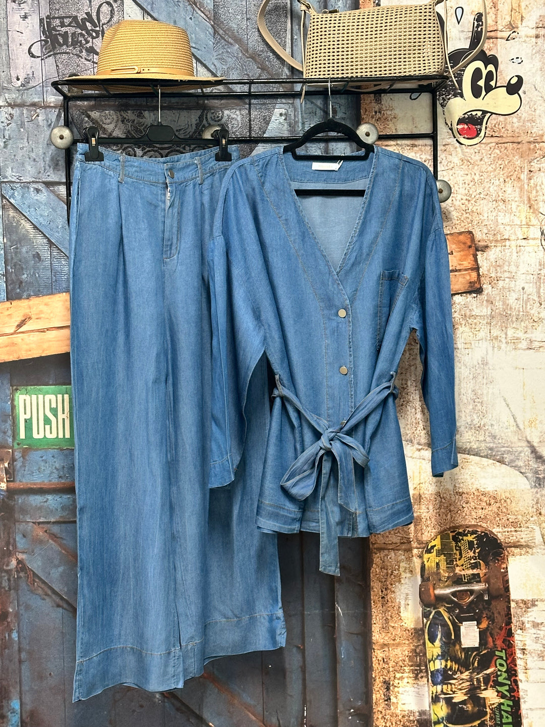 Ensemble 2 pièces "Bohème-chic" en denim clair (38 ➡️ 42)