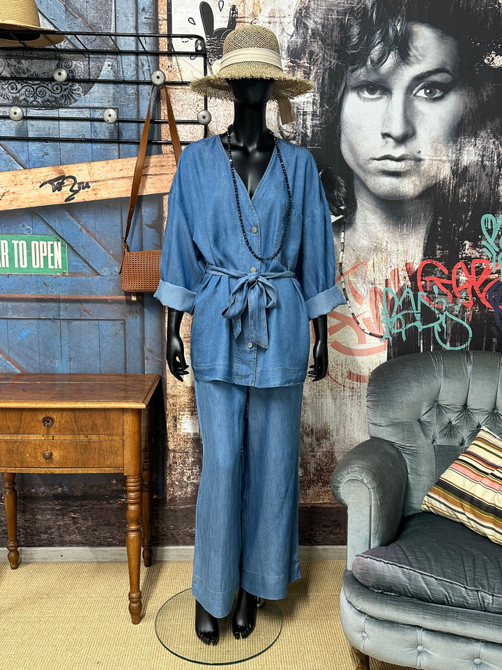 Ensemble 2 pièces "Bohème-chic" en denim clair (38 ➡️ 42)