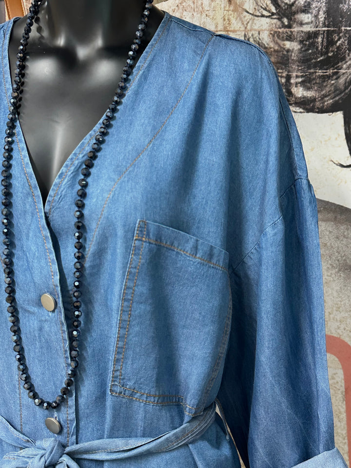 Ensemble 2 pièces "Bohème-chic" en denim clair (38 ➡️ 42)