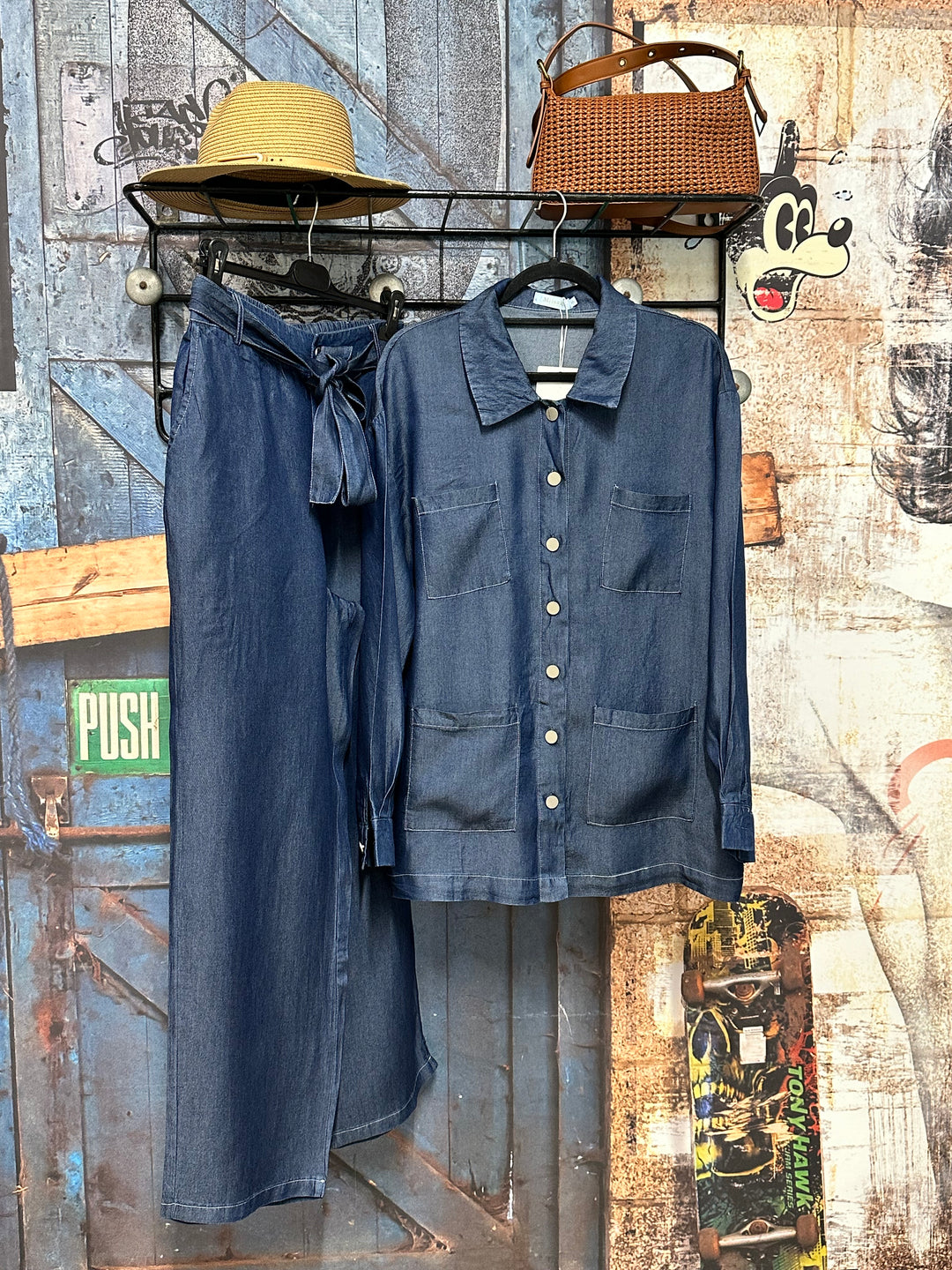 Ensemble 2 pièces "élégant & structuré" en denim brut (38 ➡️ 44)