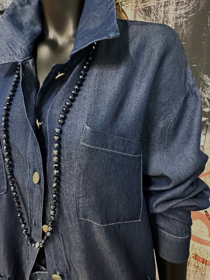 Ensemble 2 pièces "élégant & structuré" en denim brut (38 ➡️ 44)