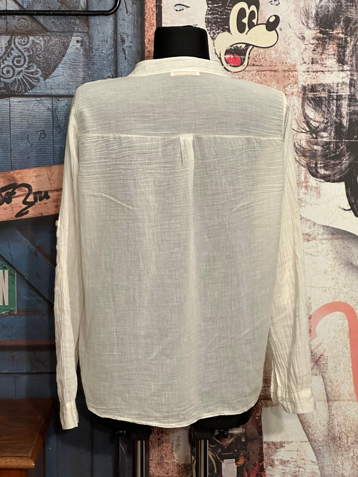Bluse aus Baumwollvoile im Bohème-Stil Ecru