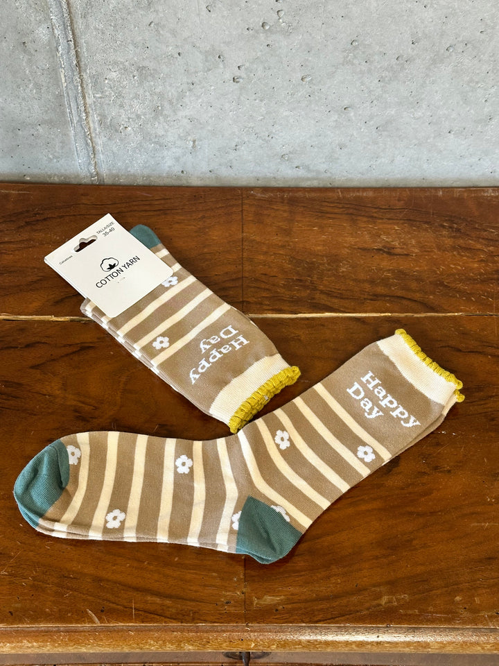 Chaussettes mi-longues en coton "Happy day"