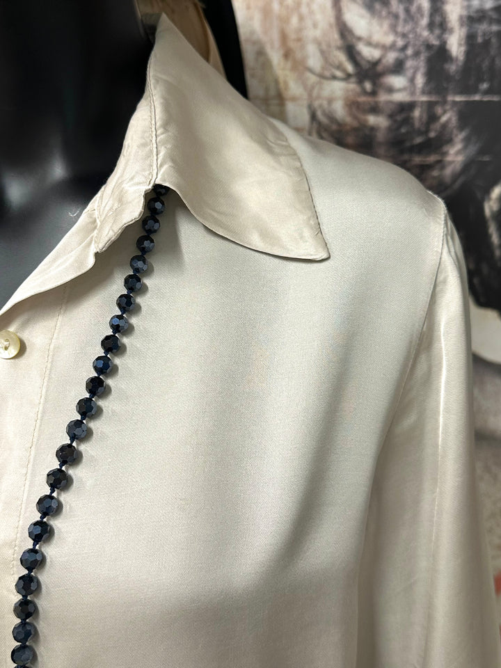 Satinbluse mit Spitzenverzierung (34/38) MADE IN ITALY