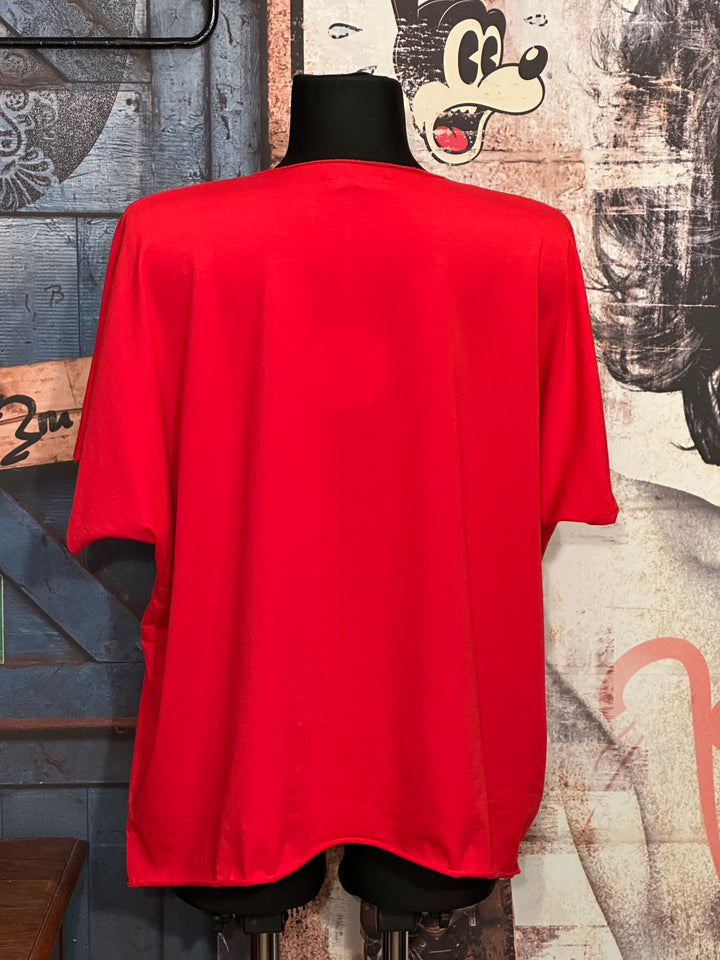 T-Shirt basic + size 100% Baumwolle V-Ausschnitt rot