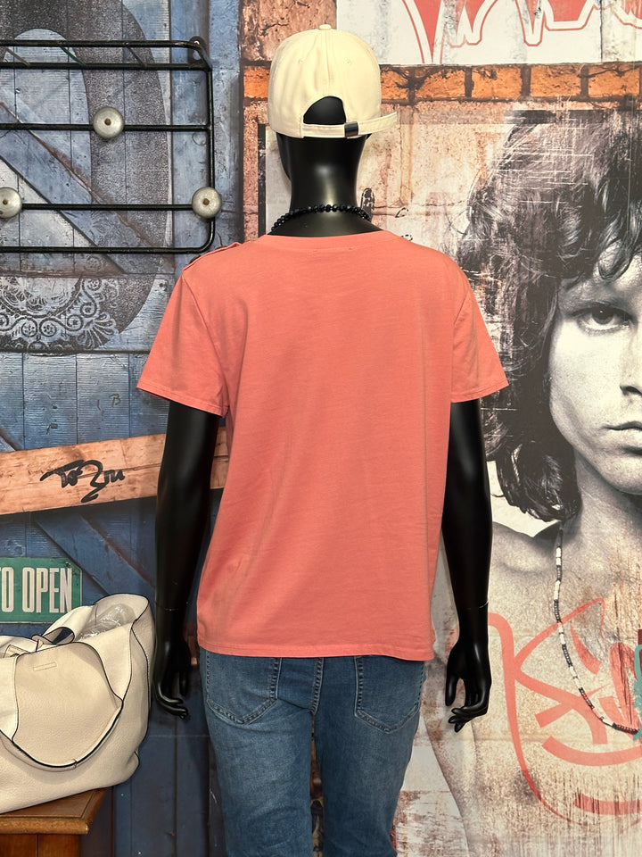 T-Shirt mit Rundhalsausschnitt & Knöpfen in Vintage-Rosa