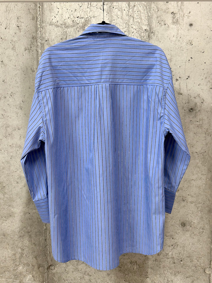 Chemisier long rayé et cravate bleu & bleu marine (40 ➡️ 46)