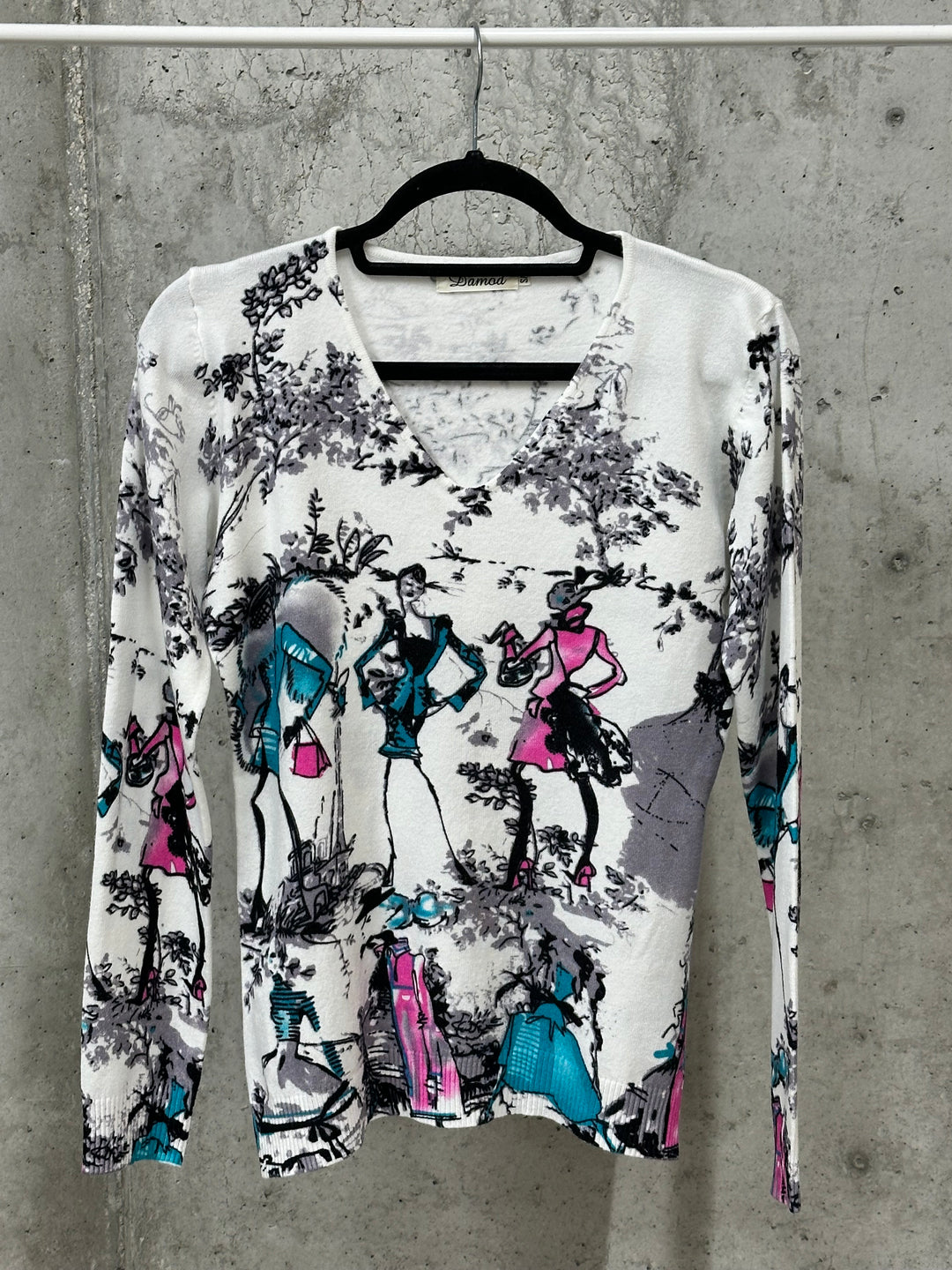 Pull col V imprimé coloré "graphique" 36 ➡️ 42