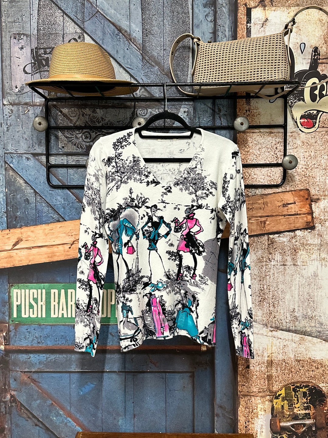 Pull col V imprimé coloré "graphique" 36 ➡️ 42