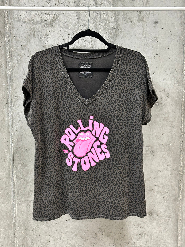 T-Shirt mit Leopardenmuster „The Rolling Stones” (38/42) MADE IN ITALY