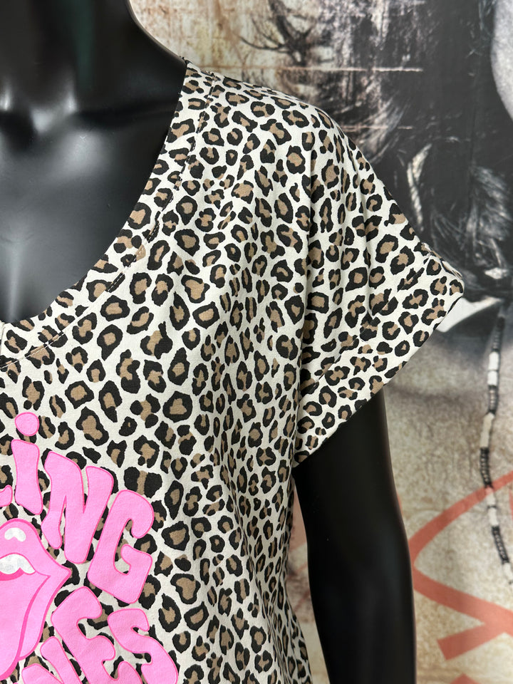 T-Shirt mit Leopardenmuster „The Rolling Stones” (38/42) MADE IN ITALY