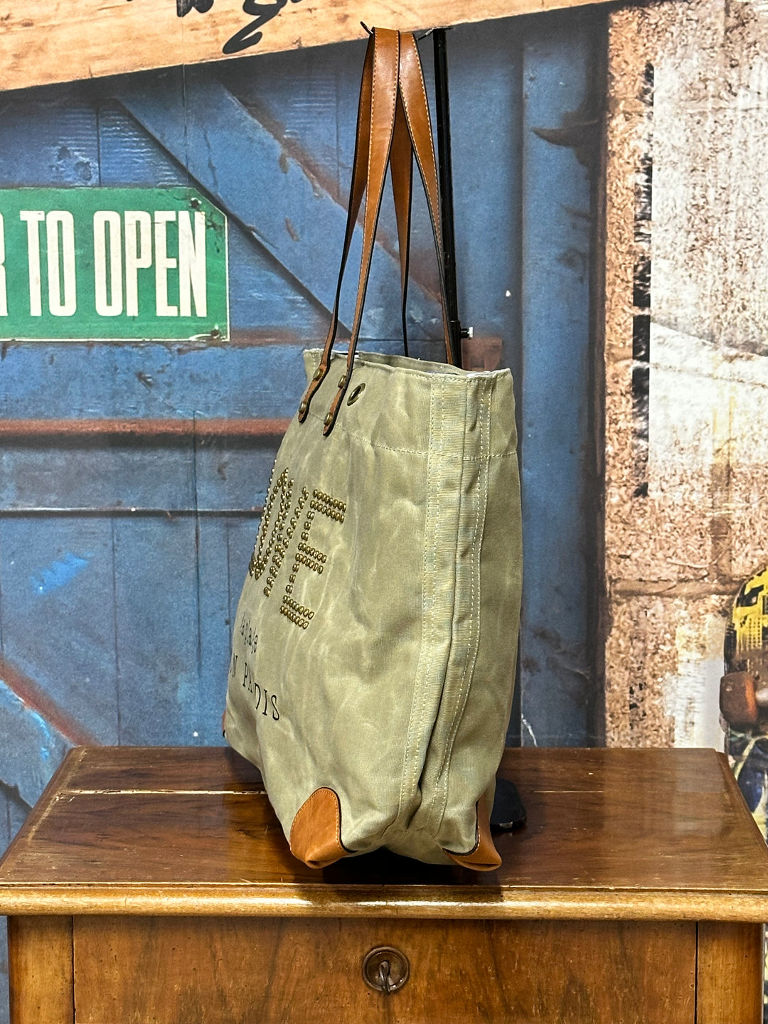 Einkaufstasche aus beschichtetem Stoff „LOVE“ Der Strand, mein Paradies