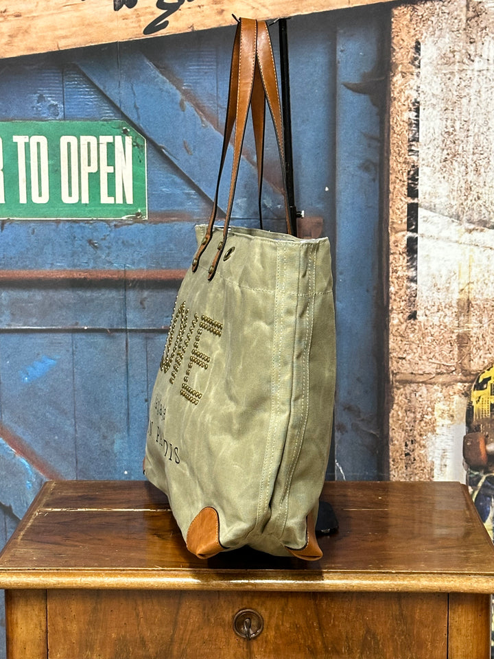 Einkaufstasche aus beschichtetem Stoff „LOVE“ Der Strand, mein Paradies