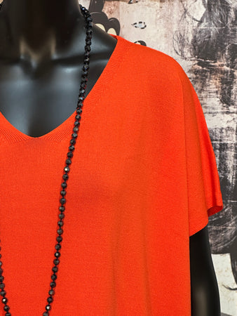 T-shirt ultra fluide col V orange