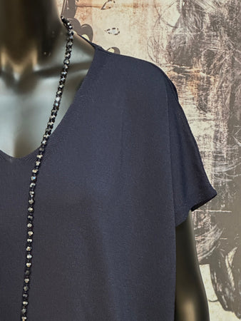 T-shirt ultra fluide col V bleu marine