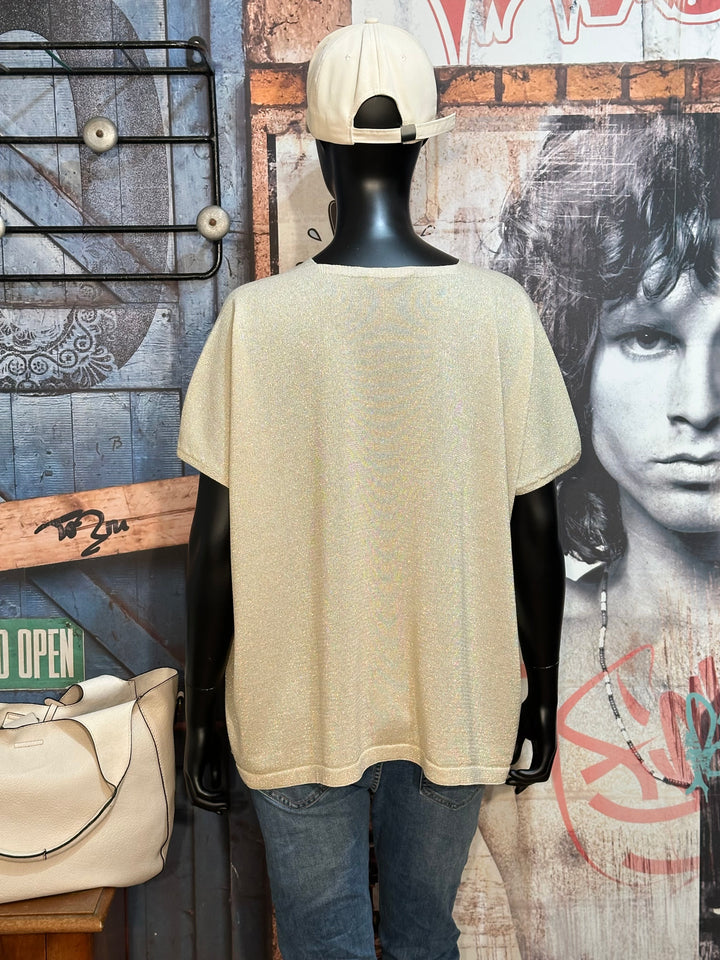 Ultra fließendes T-Shirt + Size "Terrasse Copines Apéro" Hellbeige