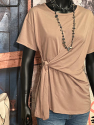 T-shirt à nouer taupe