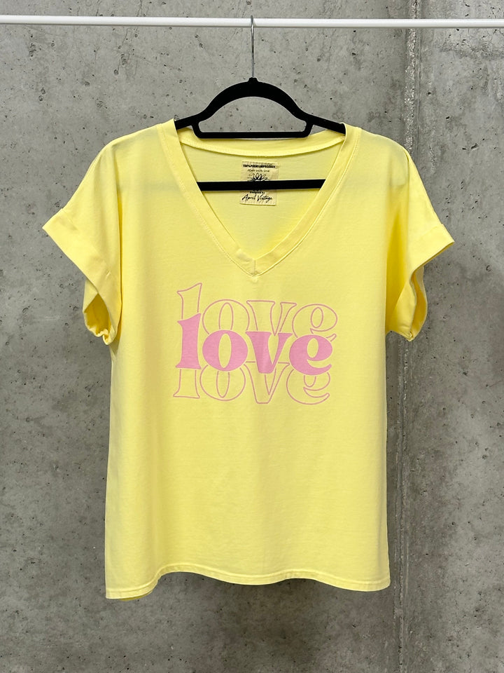 T-Shirt mit V-Ausschnitt „LOVE“ (38/42) MADE IN ITALY