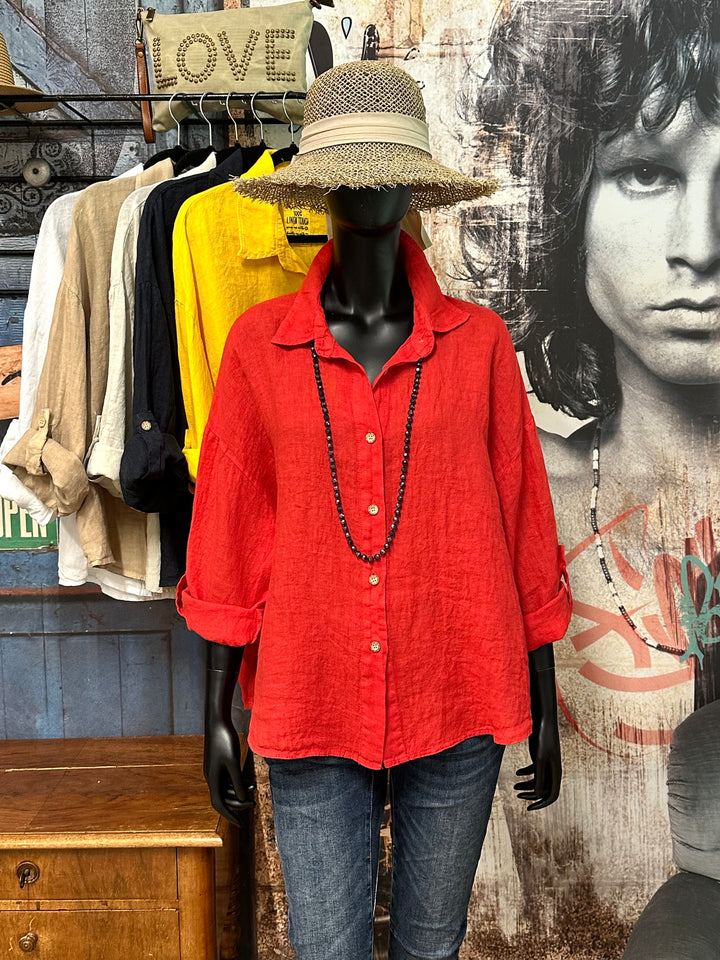 Oversize-Bluse aus 100 % Leinen (38/44) MADE IN ITALY