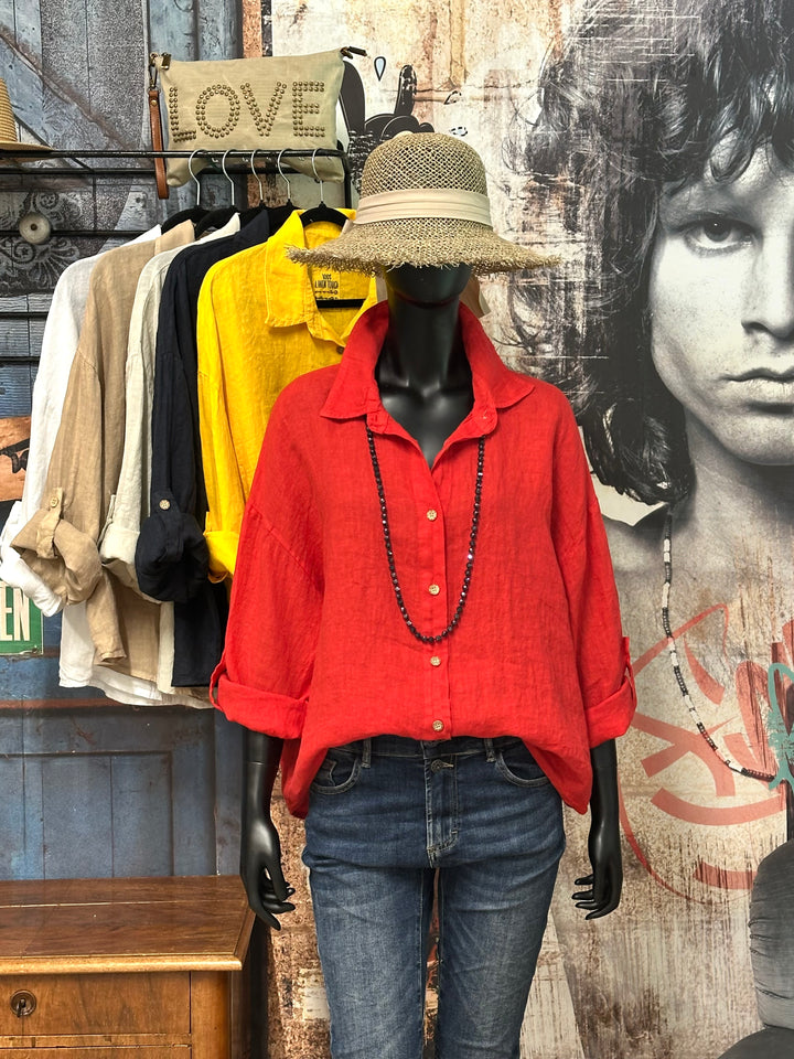 Oversize-Bluse aus 100 % Leinen (38/44) MADE IN ITALY