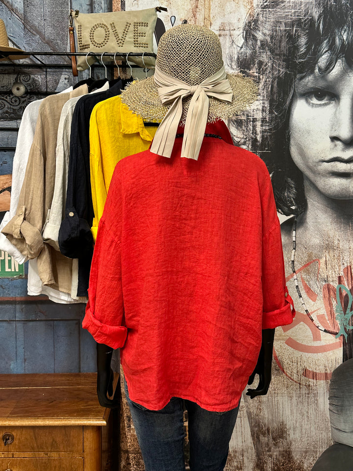 Oversize-Bluse aus 100 % Leinen (38/44) MADE IN ITALY