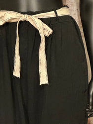 Hose mit elastischem Bund Leinen & Baumwolle schwarz
