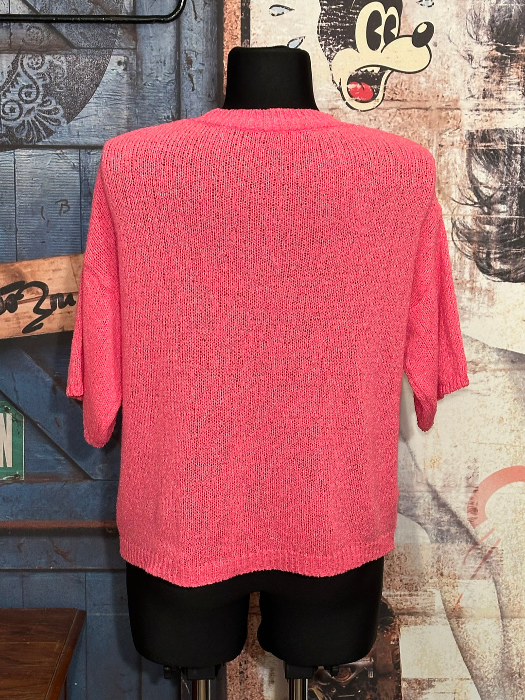 Strick-T-Shirt "life isn't perfect but your outfit can be" pink