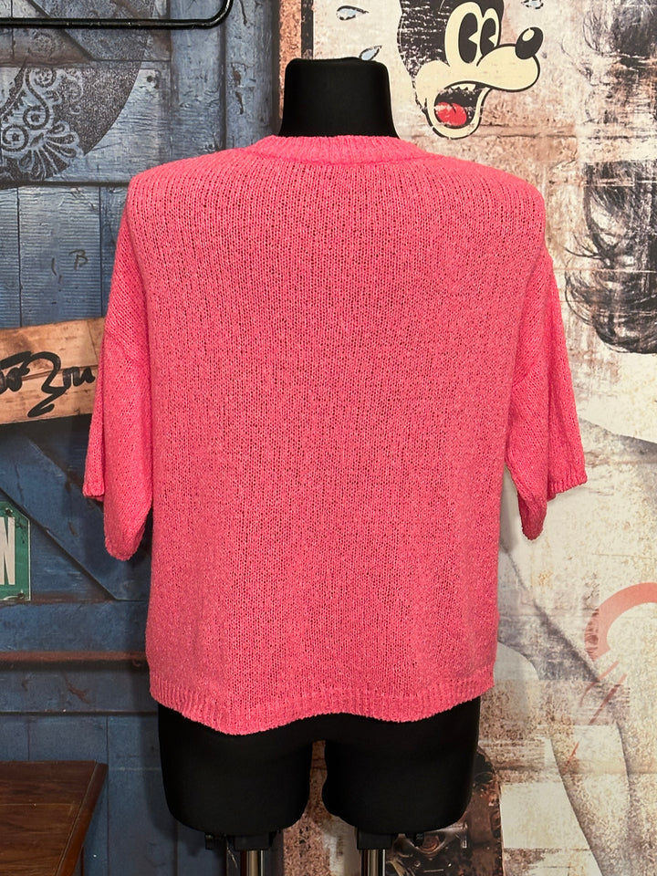 Strick-T-Shirt "life isn't perfect but your outfit can be" pink