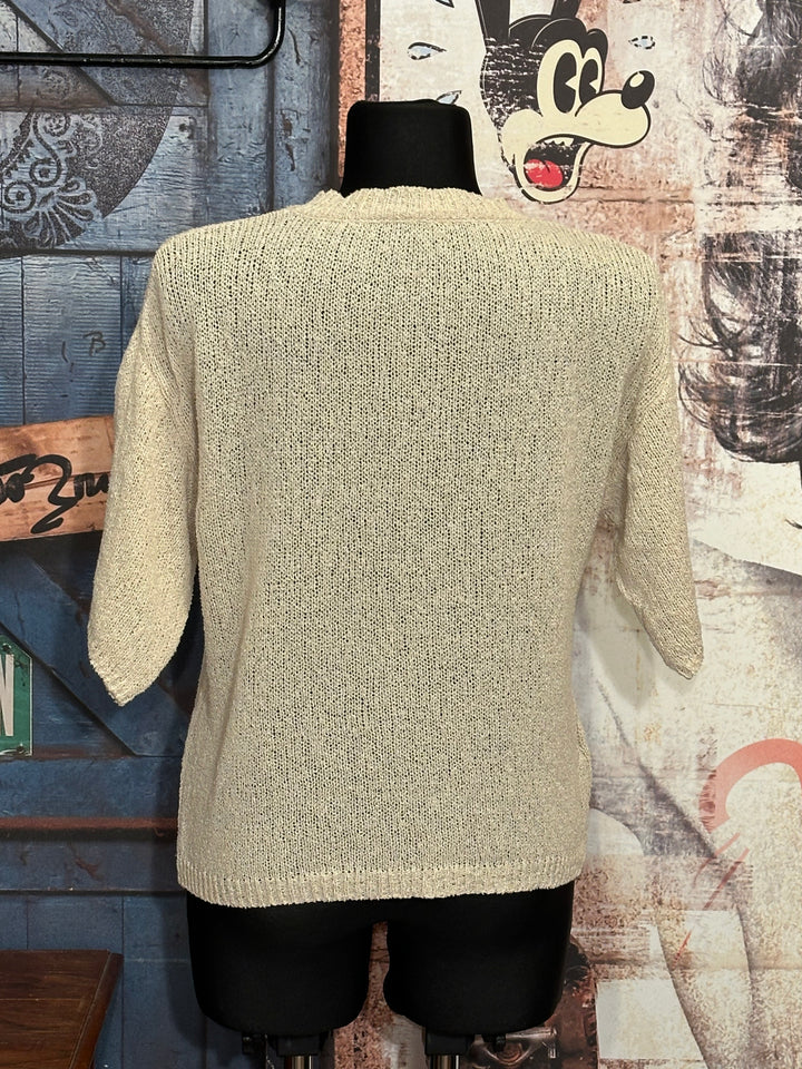 T-Shirt aus Strick " life isn't perfect but your outfit can be" beige