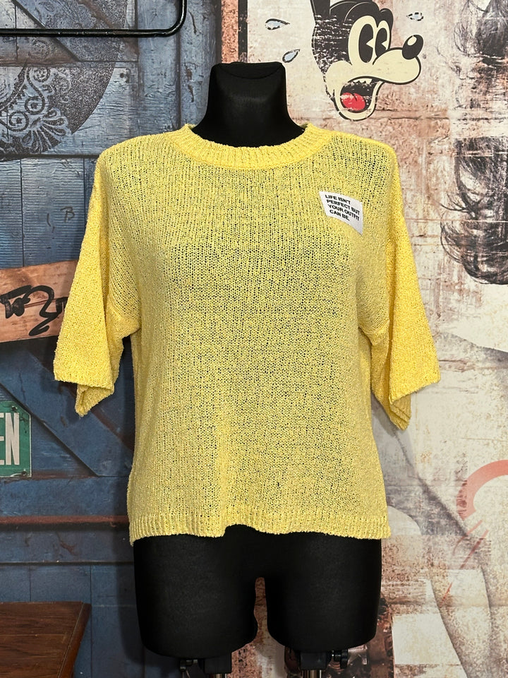 Mesh-T-Shirt "life isn't perfect but your outfit can be" sonnengelb