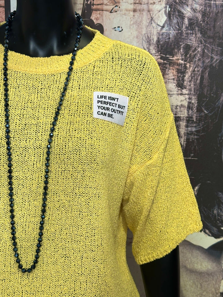 Mesh-T-Shirt "life isn't perfect but your outfit can be" sonnengelb