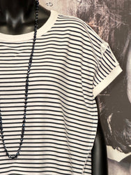 Sweatshirt + Size Kurzarm weiß & marineblau